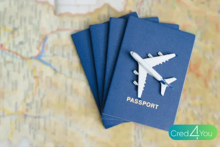 Passaportes azuis sobre um mapa, simbolizando viagem internacional e o processo de como tirar passaporte.