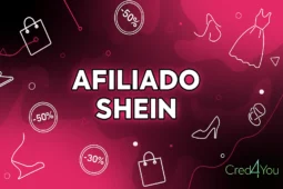 Imagem em tons de rosa com o texto Afiliado Shein ao centro e elementos de moda ao redor.