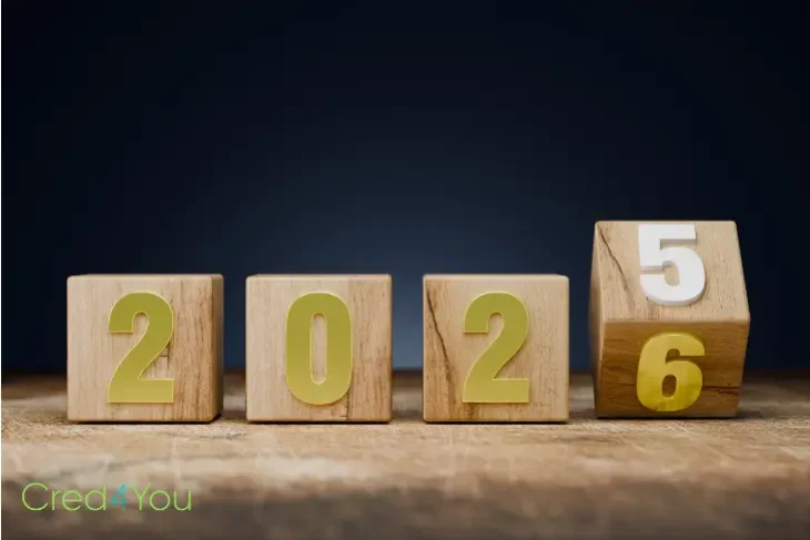 Geld sparen während der Feiertage im neuen Jahr, Holzblöcke mit Jahreszahlen symbolisieren bewusste Finanzplanung