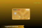 Die Abbildung zeigt die TARGOBANK Gold-Karte – eine goldfarbene Visa-Kreditkarte mit modernem Design, platziert vor einem dezenten gold-braunen Hintergrund. Unten im Bild steht der Schriftzug „TARGOBANK Gold-Karte“ in Weiß, während das Logo von harbor dezent in der oberen rechten Ecke erscheint. Das Motiv betont den hochwertigen und eleganten Charakter der Karte.