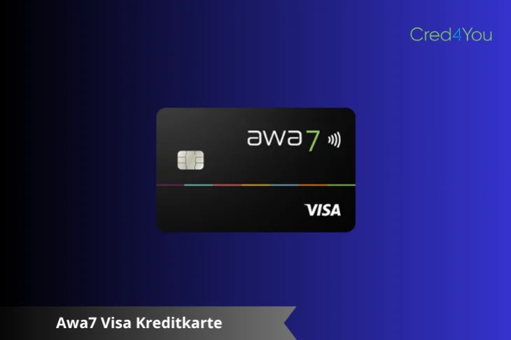 Schwarze Awa7 Visa Kreditkarte mit Chip und kontaktloser Bezahlfunktion.